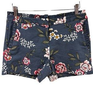 Loft Outlet Blue Floral Ruffle Pocket  Shorts Size 4 Pink Botanical‎  #610